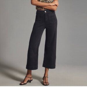 Anthropologie Pilcro Skipper Seamed Black Denim Wide Leg High Rise Jeans